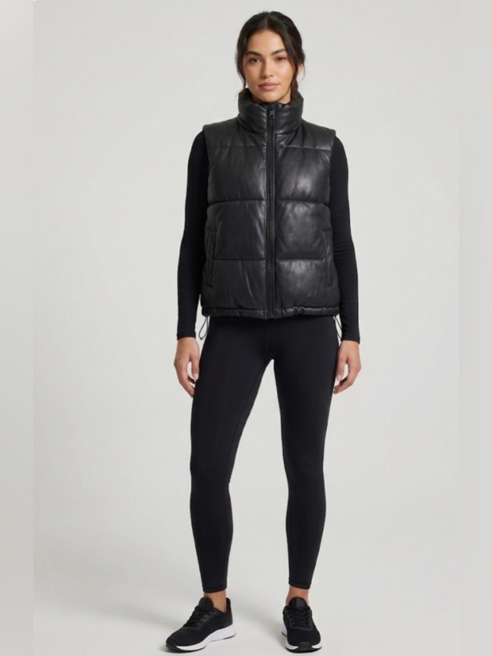 Avec Les Filles Black Quilted Leather Vest